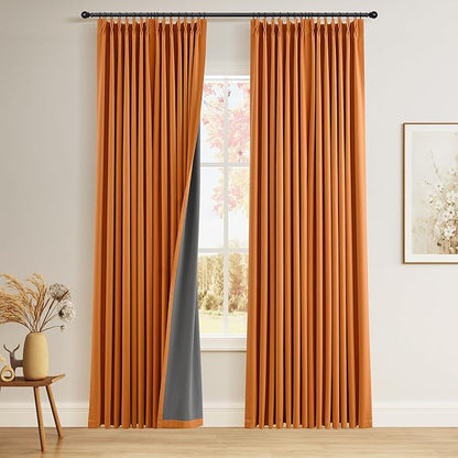 Pinch Pleated Linen 100% Blackout Curtains 84 Inch Length 2 Panels Insulated by Joywell