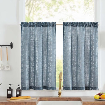 jinchan Boho Kitchen Curtains Linen Tier Curtains 24 Inch Bohemian Cafe by JINCHAN