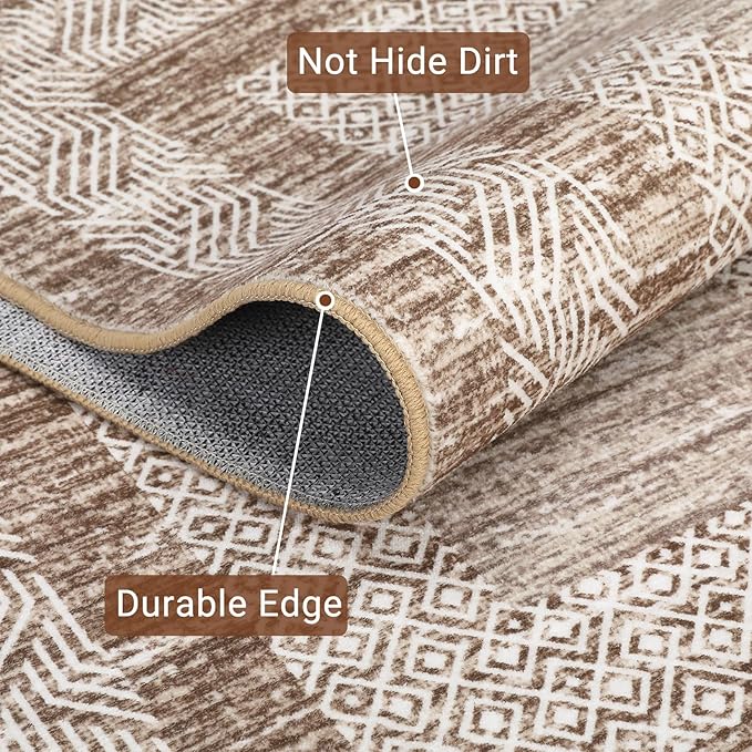 GarveeHome 2x6 Modern Bordered Runner Rug Soft Non Slip Runner Washable Non - Image 4