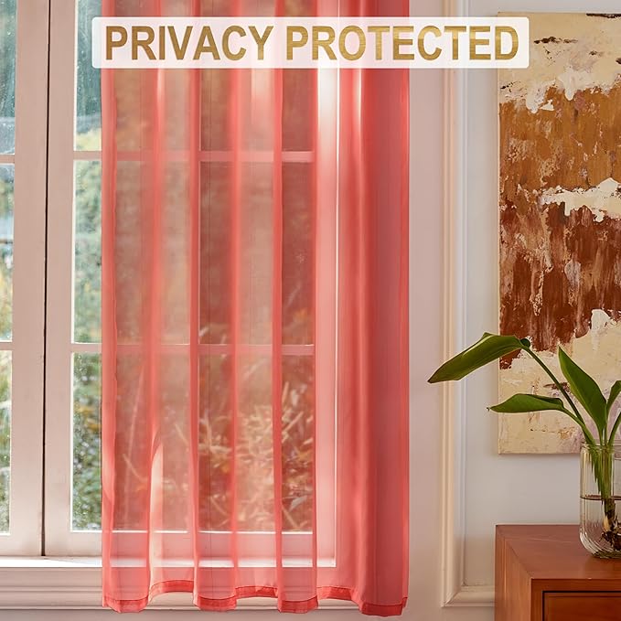 Foil Stripe Red Sheer Curtains 72 inches Length 2 Panels - Image 5