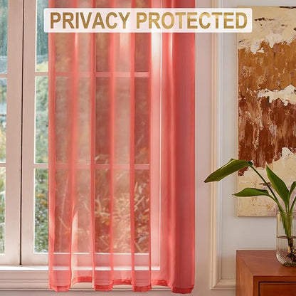 Foil Stripe Red Sheer Curtains 72 inches Length 2 Panels - Image 5