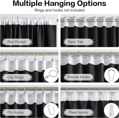 DUALIFE Black Blackout Curtains 105 Inch Long - Image 3