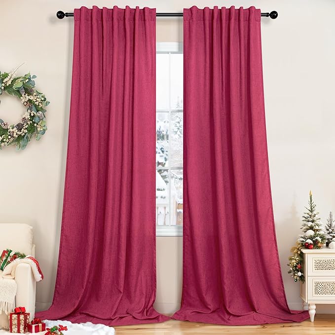 Pitalk Christmas Red Curtains 72 Inch Length by Pitalk