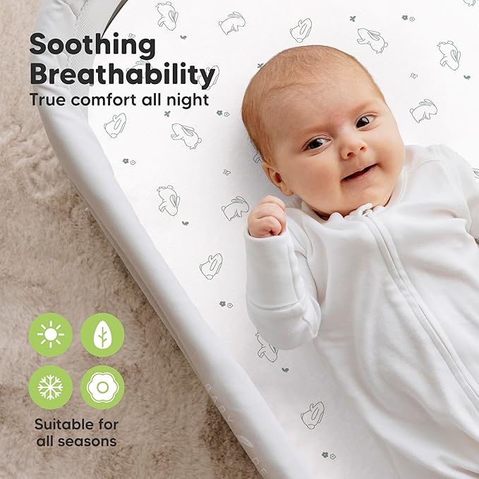 2-Pack Organic Bassinet Sheets for Girls, Boys - Image 4
