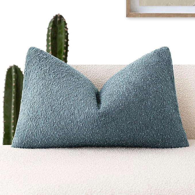 Foindtower Decorative Textured Boucle Throw Pillow Covers Accent Solid Lumbar by Foindtower
