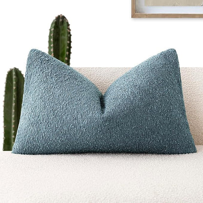 Foindtower Decorative Textured Boucle Throw Pillow Covers Accent Solid Lumbar by Foindtower