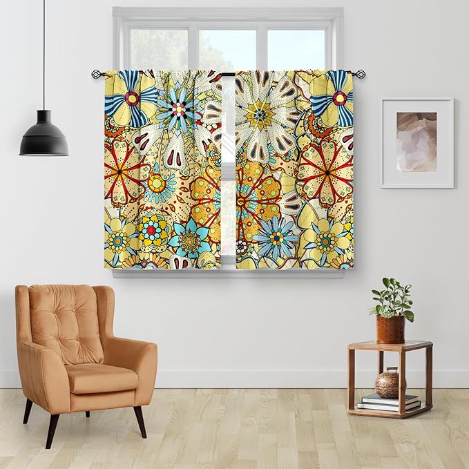 Aimego Boho Floral Kitchen Curtains - Image 2