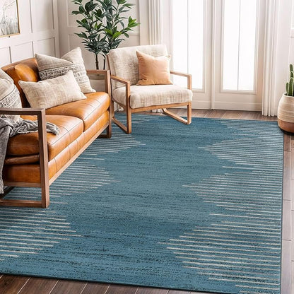 Rugshop Bohemian Stripe Stain Resistant High Traffic Living Room Kitchen - Image 9