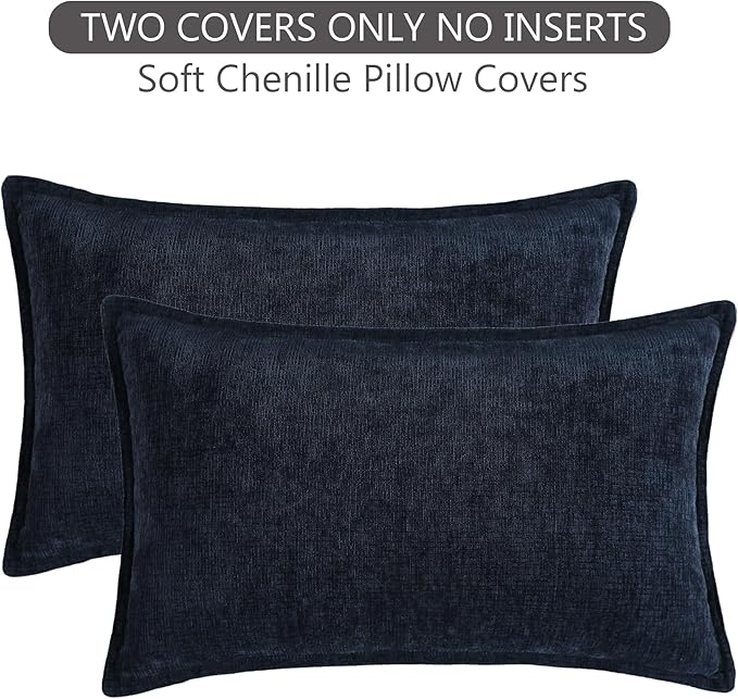 Stellhome Lumbar Chenille Throw Pillow Covers Set of 2 Super Soft Textured - Image 6