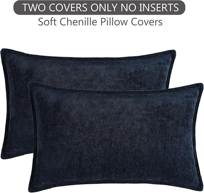 Stellhome Lumbar Chenille Throw Pillow Covers Set of 2 Super Soft Textured - Image 6