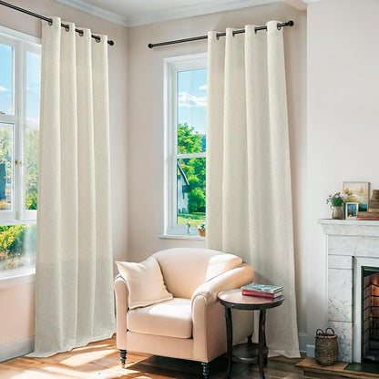 Country Curtains for Living Room 2 Panels Set Natural Rustic Decor Semi Sheer - Image 4