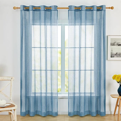 Deconovo Linen-Feel Sheer Curtains, 2 Panels Set, Grommet Top, Semi-Transparent by Deconovo