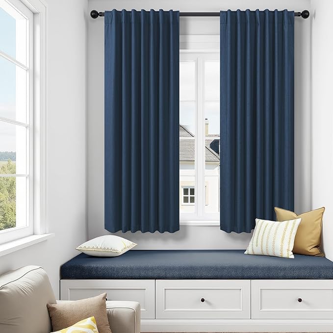 Small Window Curtains for Bathroom Sink Short Length 2 Panel Sets Back Tab Rod - Image 2