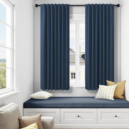 Small Window Curtains for Bathroom Sink Short Length 2 Panel Sets Back Tab Rod - Image 2