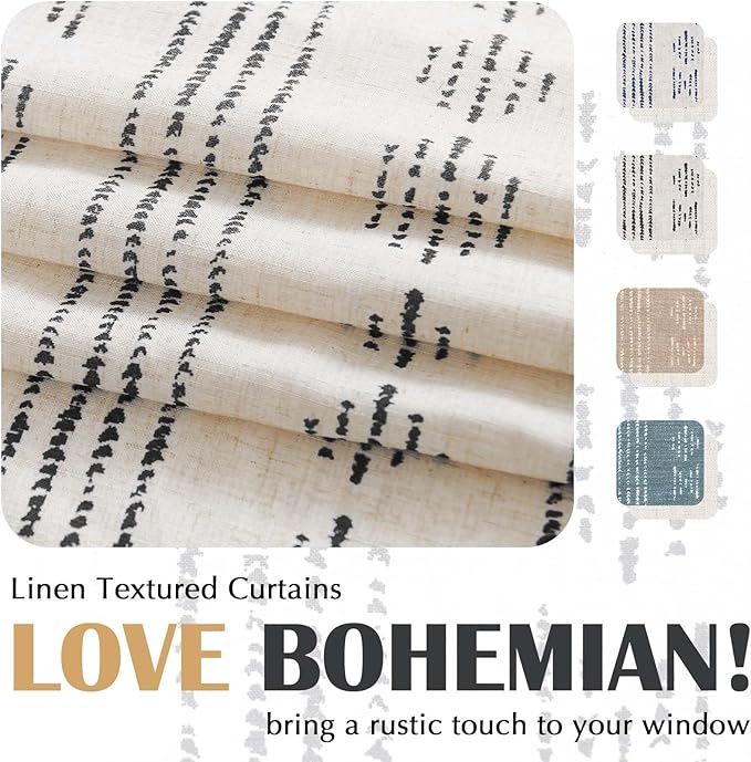 jinchan Boho Kitchen Linen Tier Curtains 30 Inch Bohemian Cafe Curtains - Image 4