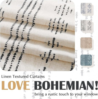jinchan Boho Kitchen Linen Tier Curtains 30 Inch Bohemian Cafe Curtains - Image 4