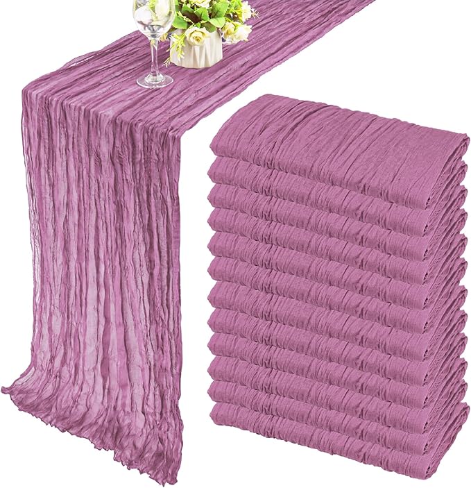 12 Pack 10Ft Cheesecloth Table Runner 35x120 Inch Boho Gauze Table Runner by Fivenl