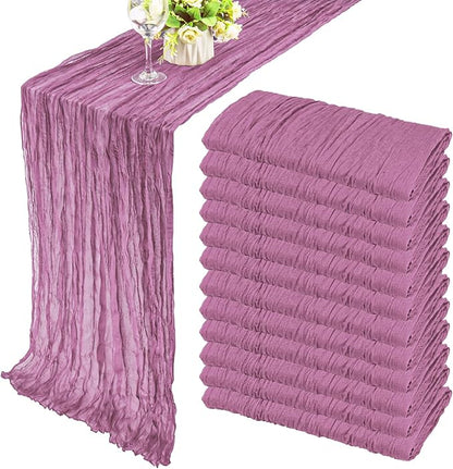 12 Pack 10Ft Cheesecloth Table Runner 35x120 Inch Boho Gauze Table Runner by Fivenl