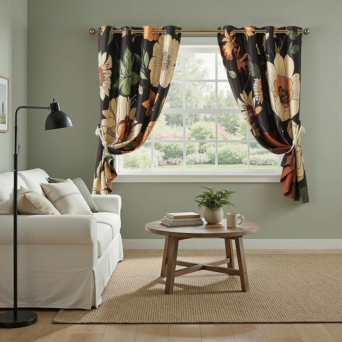 jinchan black boho floral blackout curtains 63 inch, package contents