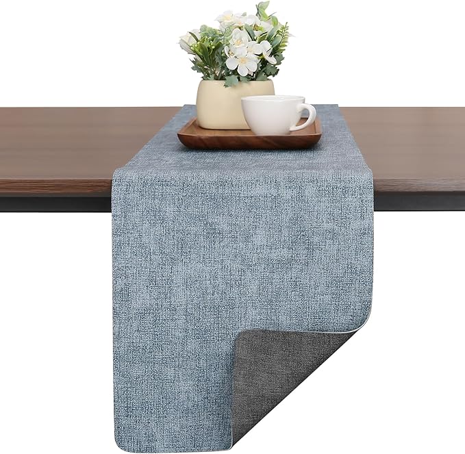 Table Runners 72 Inches Long, Dual-Sided Faux Leather Farmhouse Table Runner by Chitomars
