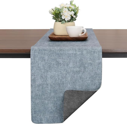 Table Runners 72 Inches Long, Dual-Sided Faux Leather Farmhouse Table Runner by Chitomars