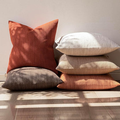 Foindtower Set of 2 Decorative Textured Burlap Linen Throw Pillow Covers - Image 5