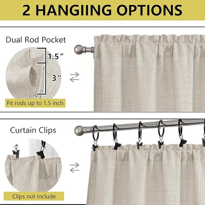 Natural Kitchen Curtains 36 Inch Length 2 Panels, Light Filtering Farmhouse - Image 4