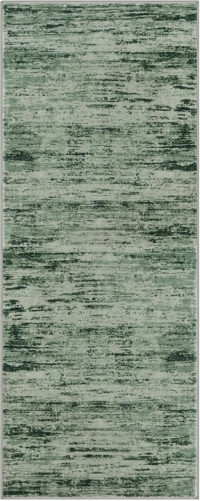 Modern Abstract Runner Rug 2x5, Forest Green Washable Kitchen Runner Entryway - Image 9