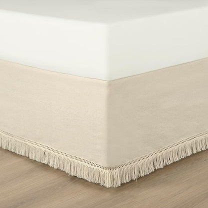 Lush Decor Boho Fringe 15-Inch Tailored Drop Easy Fit Bedskirt - Image 2