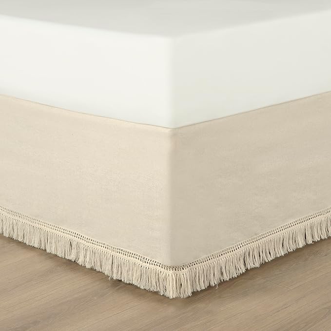 Lush Decor Boho Fringe 15-Inch Tailored Drop Easy Fit Bedskirt - Image 2