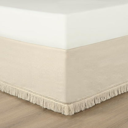 Lush Decor Boho Fringe 15-Inch Tailored Drop Easy Fit Bedskirt - Image 2