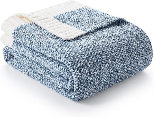 Snuggle Sac Heather Blue Bed Blanket Oversized Twin XL 66x90, Super Soft Warm by SnuggleSac