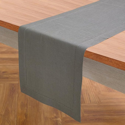 Solino Home Linen Steel Gray Table Runner 120 Inches Long - Image 2