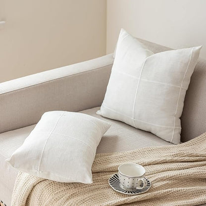 vctops Rustic Lattice Cotton Linen Decorative Throw Pillow Cover Embroidery - Image 3