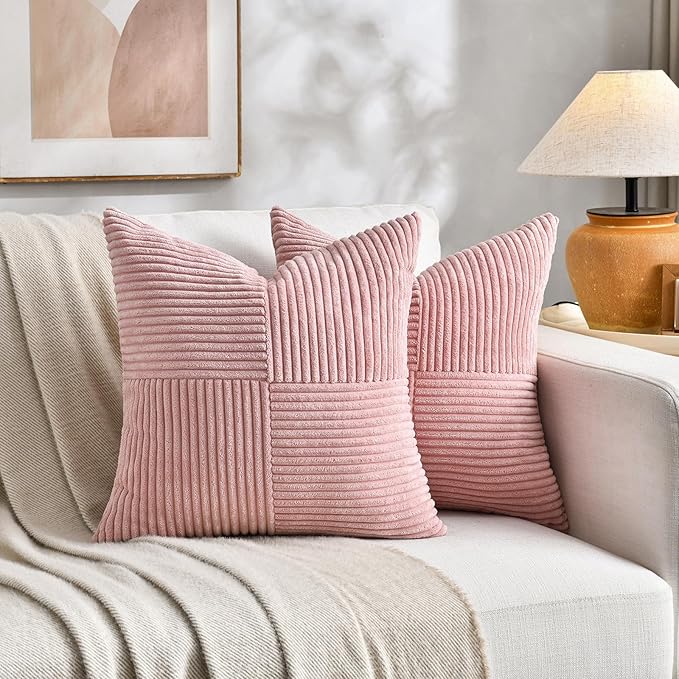 Fancy Homi 2 Packs Blush Pink Samll Decorative Throw Pillow Covers 12x12 Inch - Image 5