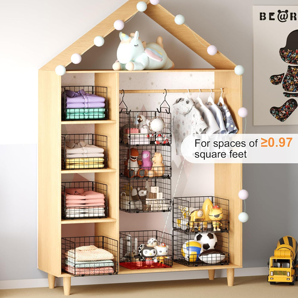 Sonyabecca 3-Tier Closet Organizers and Storage, Foldable Stackable Wire Bask...