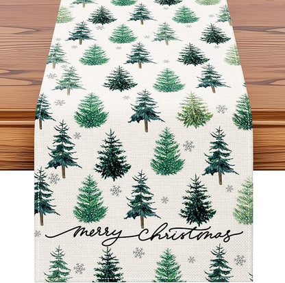 OTOSTAR Snowflake Christmas Tree Black Merry Christmas Table Runner, Xmas by OTOSTAR