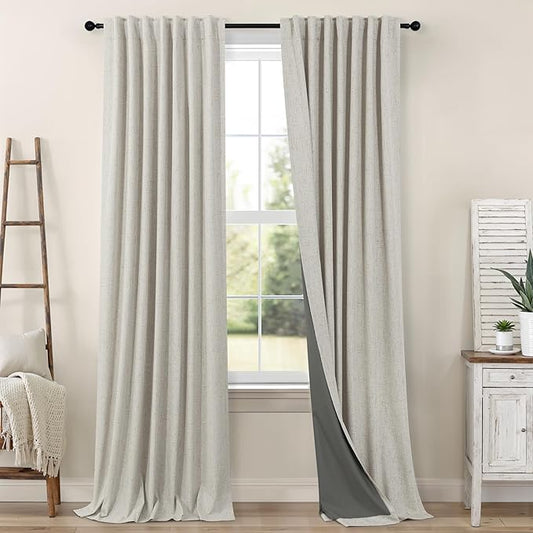 Pitalk Stone Faux Linen Drapes and Curtains Blackout by Pitalk