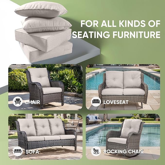 Outdoor Chair Cushions Set of 2, Waterproof 24x24 Patio Chair Cushion, - Image 3