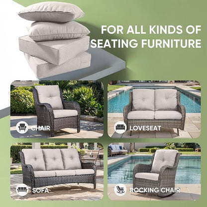 Outdoor Chair Cushions Set of 2, Waterproof 24x24 Patio Chair Cushion, - Image 3