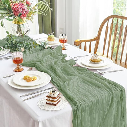IVAPUPU 4 Pcs Cheesecloth Table Runner - 10ft Sage Green Boho Gauze Cheese - Image 7
