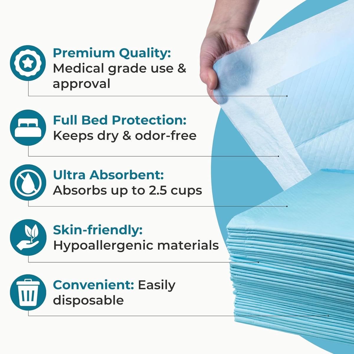 nurture heavy duty ultra absorbent bed pads chux shown in use