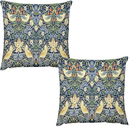 William Morris Floral Original Throw Pillow Covers Boho Chic Retro Floral Bird by XBDDZSW