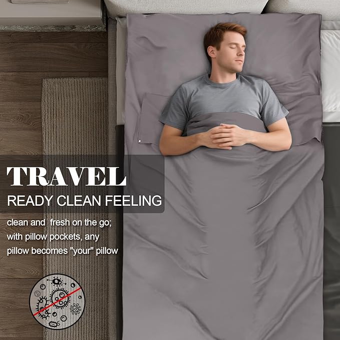 Sleeping Bag Liner, Travel Sheet & Adult Sleep Sack, Camping Sheets Travel - Image 6