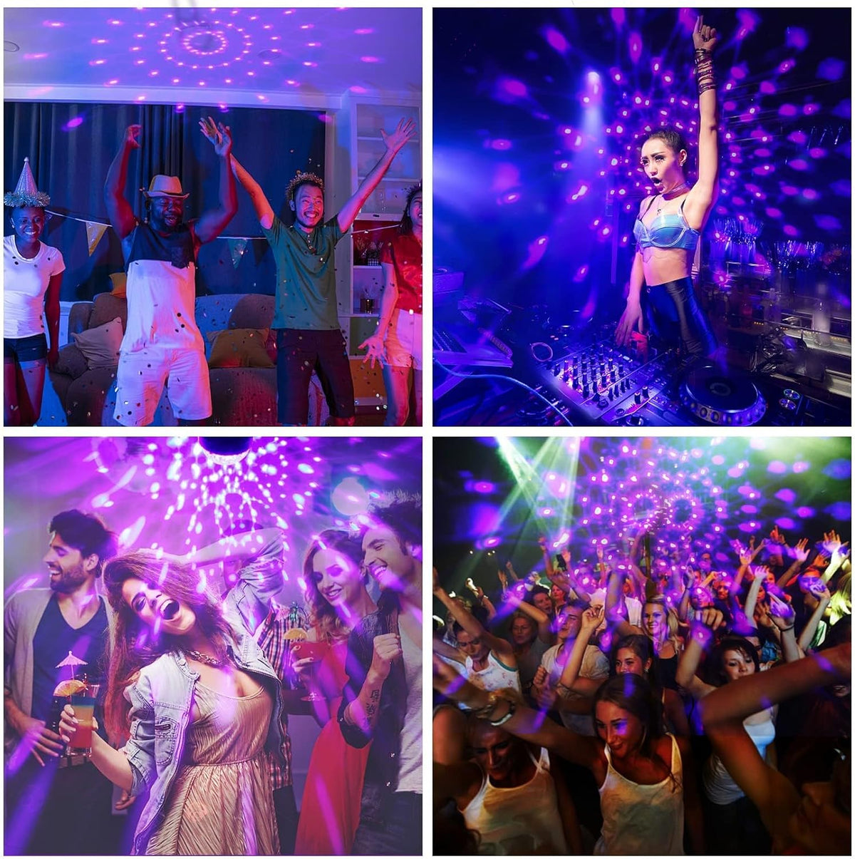 Litake UV Black Light for Glow Party, Sound Activated Party Light with Remote, LED Disco Ball Strobe Light in Dark Party Supplies, Dj Lighting for Halloween Birthday Home Dance Party Decoration 4 Pack