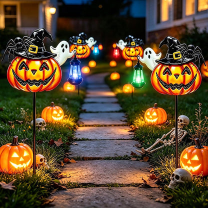 Solar Halloween Pumpkin Outdoor Lights Jack O Halloween Garden Stake Lights
