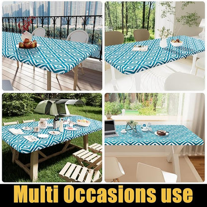 Smiry Rectangle Picnic Table Cloth, Waterproof Elastic Fitted Outdoor - Image 6