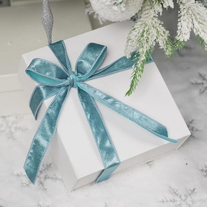 MEEDEE Dusty Blue & French Blue Velvet Ribbon - Image 4
