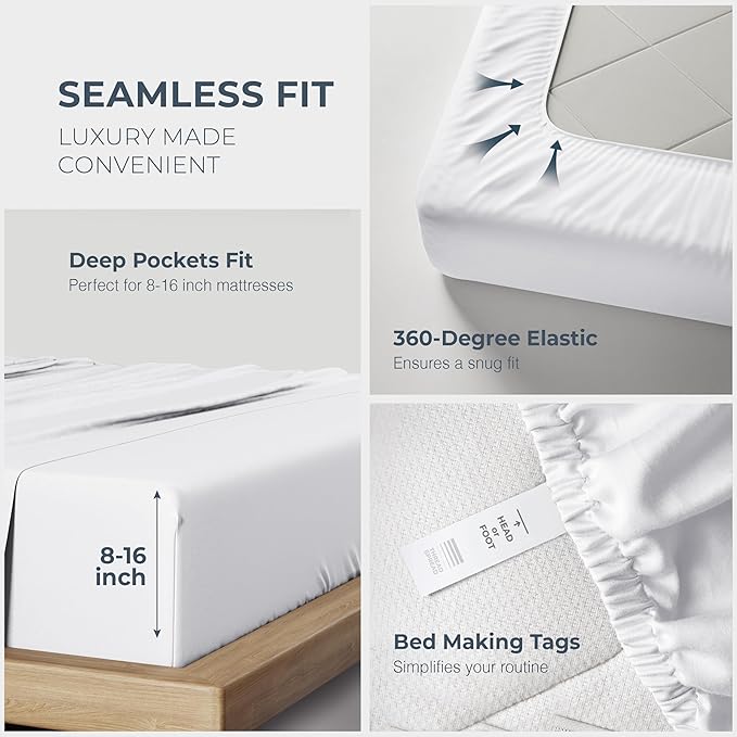 THREAD SPREAD 100% Egyptian Cotton Split King Sheets Sets - Image 5