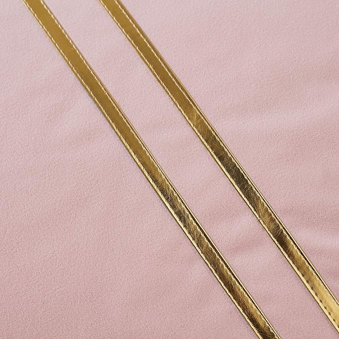 Avigers 18 x 18 Inch Pink Gold Leather Striped Lines Velvet Cushion Case Luxury - Image 4